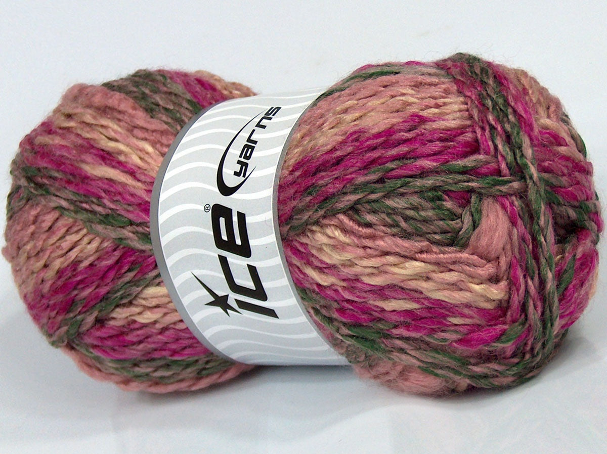 Lot of 4 x 100gr Skeins Ice Yarns SALE SELF-STRIPING Yarn Pink Shades Khaki Beige
