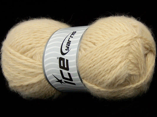 Lot of 4 x 90gr Skeins Ice Yarns SALE WINTER (10% Mohair 30% Wool) Yarn Dark Cream
