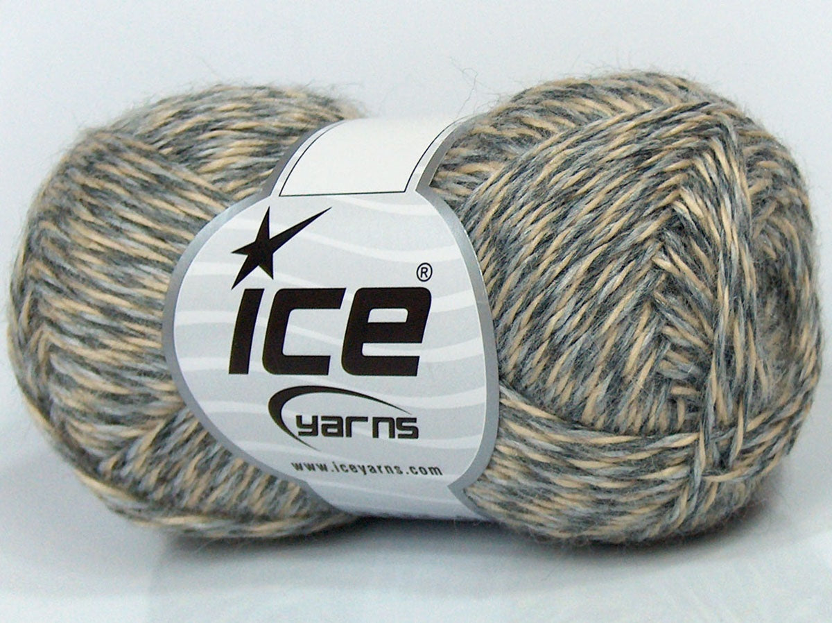 Lot of 6 Skeins Ice Yarns SALE SELF-STRIPING Yarn Cream Grey Shades