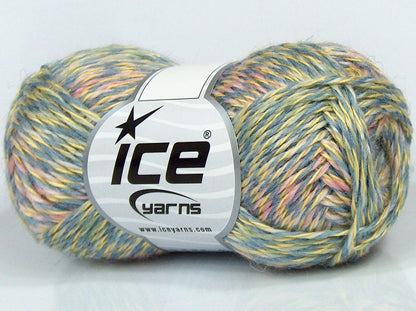 Lot of 6 Skeins Ice Yarns SALE SELF-STRIPING (30% Wool) Yarn Pink Blue Yellow