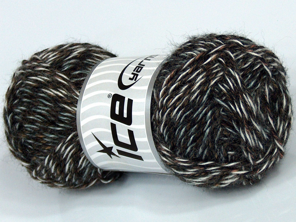Lot of 4 x 100gr Skeins Ice Yarns SALE WINTER (25% Wool) Yarn Black White Copper