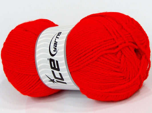 Lot of 4 x 100gr Skeins Ice Yarns SALE PLAIN Hand Knitting Yarn Red