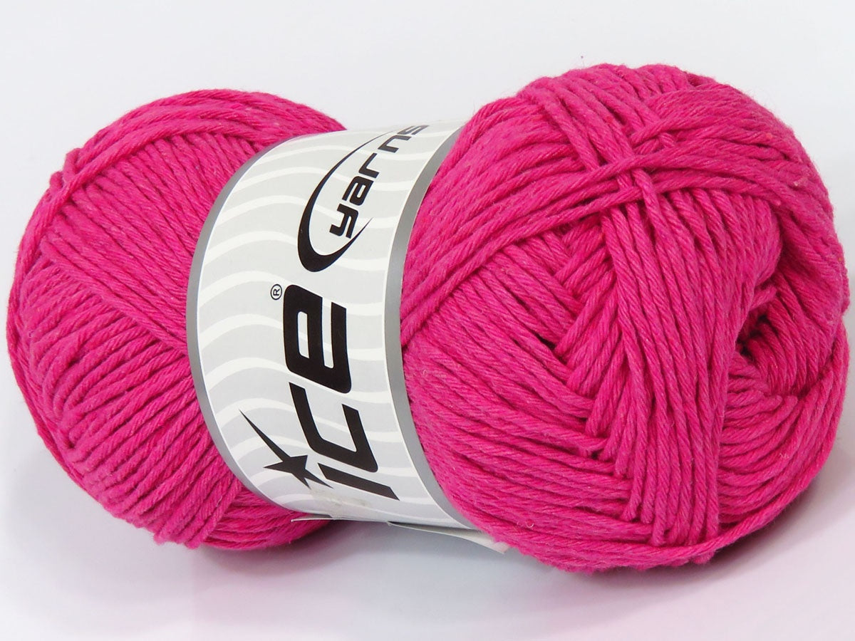 Lot of 4 x 100gr Skeins Ice Yarns NATURAL COTTON WORSTED (100% Cotton) Yarn Fuchsia