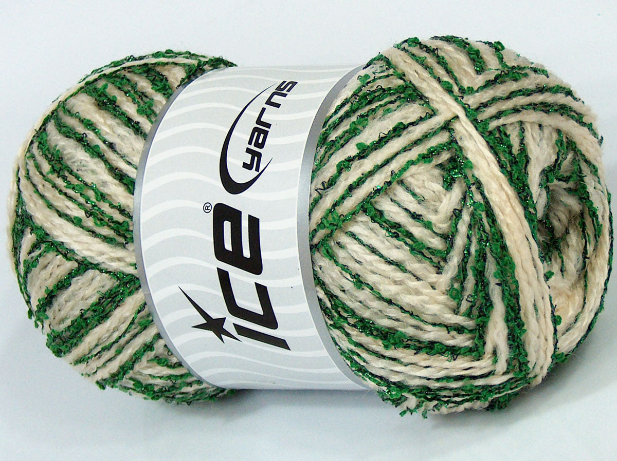 Lot of 4 x 100gr Skeins Ice Yarns CUSTOM BLEND (15% Wool) Yarn Cream Green Black