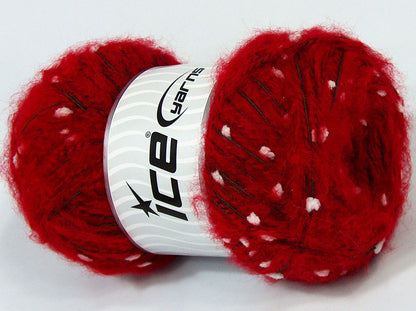 Lot of 4 x 100gr Skeins Ice Yarns SALE MOHAIR-WOOL BLEND (10% Wool) Yarn Red Green White