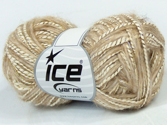 Lot of 6 Skeins Ice Yarns SALE WINTER (25% Wool 10% Cotton) Yarn Camel Cream Gold