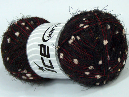 Lot of 4 x 100gr Skeins Ice Yarns CUSTOM BLEND (5% Paillette) Yarn Black Burgundy White