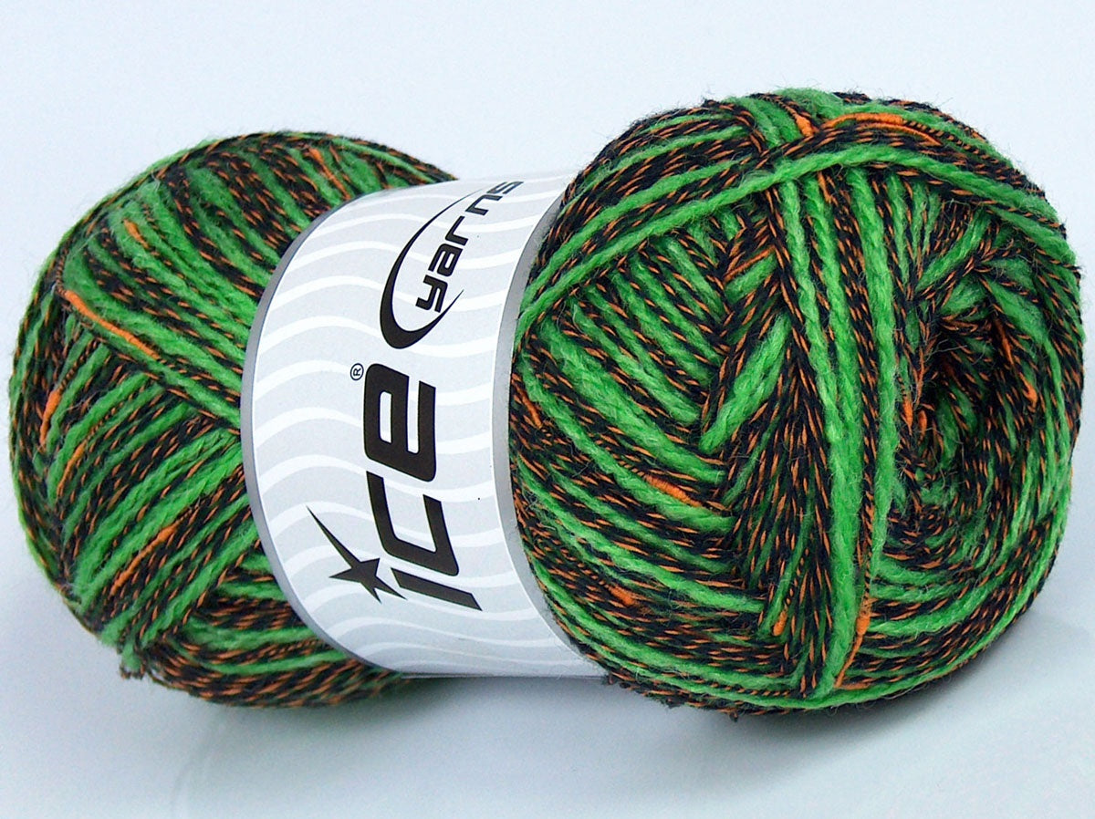 Lot of 4 x 100gr Skeins Ice Yarns CUSTOM BLEND (5% Wool) Yarn Black Gold Green