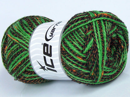 Lot of 4 x 100gr Skeins Ice Yarns CUSTOM BLEND (5% Wool) Yarn Black Gold Green