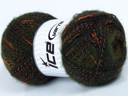 Lot of 4 x 100gr Skeins Ice Yarns SALE MOHAIR-WOOL BLEND (20% Mohair 5% Wool) Yarn Black Gold Khaki Shades
