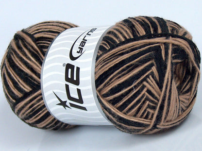 Lot of 4 x 100gr Skeins Ice Yarns SALE WINTER (33% Merino Wool 17% Organic Cotton) Yarn Cream Black