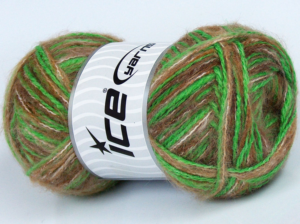 Lot of 4 x 100gr Skeins Ice Yarns CUSTOM BLEND (5% Wool) Yarn Brown Shades Green