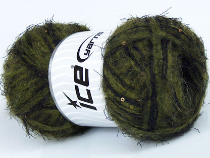 Lot of 4 x 100gr Skeins Ice Yarns SALE MOHAIR-WOOL BLEND (10% Mohair) Yarn Khaki Shades Black