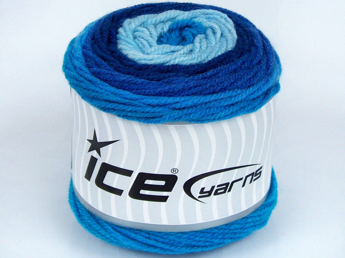 Lot of 3 x 100gr Skeins Ice Yarns CAKES WOOL (20% Wool) Yarn Blue Shades