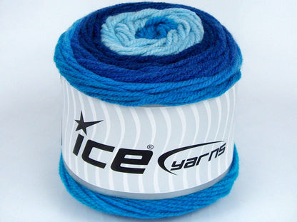 Lot of 3 x 100gr Skeins Ice Yarns CAKES WOOL (20% Wool) Yarn Blue Shades