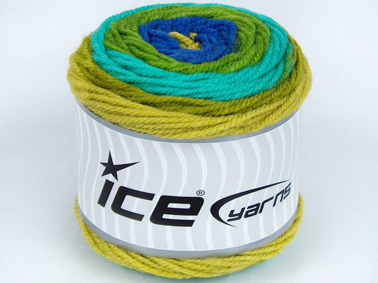 Lot of 3 x 100gr Skeins Ice Yarns CAKES WOOL (20% Wool) Yarn Green Shades Purple