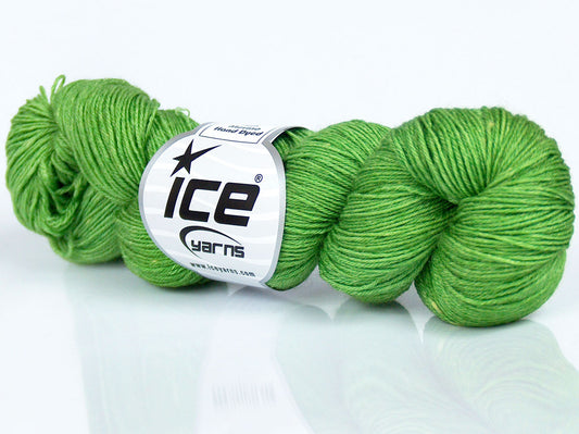 Lot of 4 Skeins Ice Yarns SILK MERINO HAND DYED (20% Silk 80% Superwash Merino Wool) Yarn Green