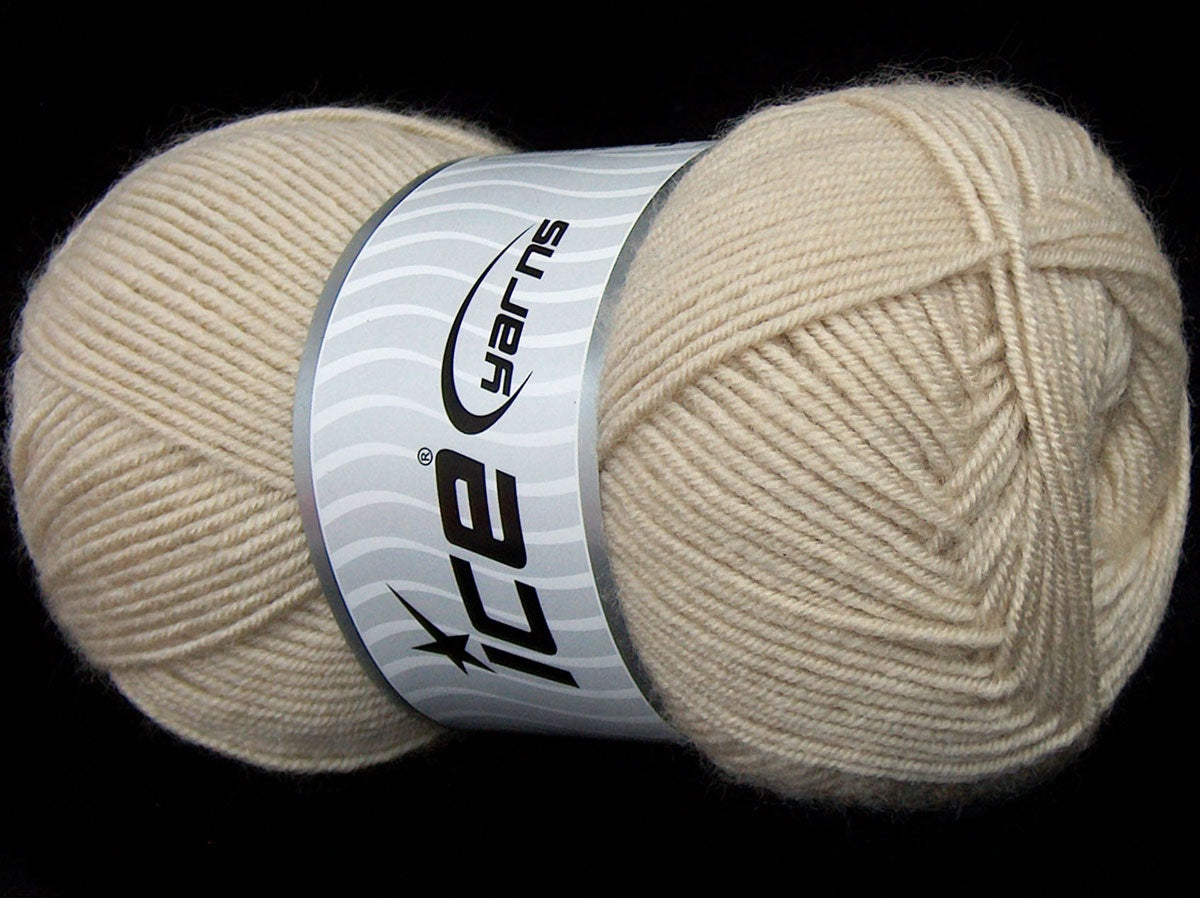 Lot of 4 x 100gr Skeins Ice Yarns CLASSIC WOOL LIGHT (25% Wool) Yarn Light Beige