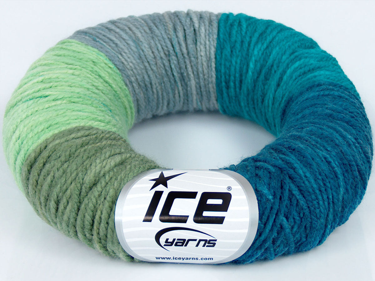 Lot of 2 x 170gr Skeins Ice Yarns DONUT XL Yarn Blue Shades Green Shades Grey