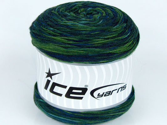 225 gr ICE YARNS CAKES SOCK (75% Virgin Wool) Yarn Green Shades Turquoise