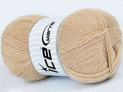Lot of 4 x 100gr Skeins Ice Yarns SOLID SOCK (75% Superwash Wool) Yarn Dark Cream