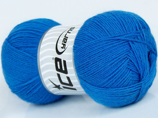 Lot of 4 x 100gr Skeins Ice Yarns SOLID SOCK (75% Superwash Wool) Yarn Blue