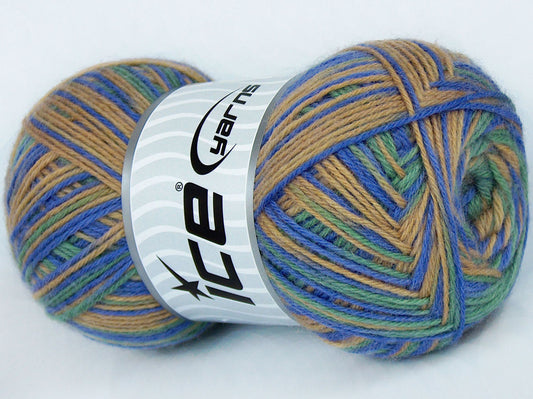 Lot of 4 x 100gr Skeins Ice Yarns COLORWAY SOCK (75% Superwash Wool) Yarn Green Shades Lilac