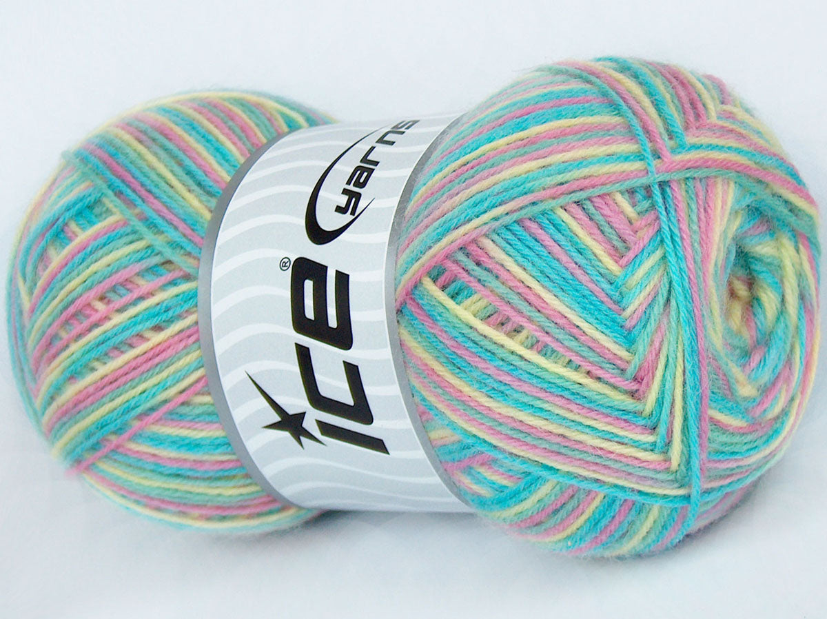 Lot of 4 x 100gr Skeins Ice Yarns COLORWAY SOCK (75% Superwash Wool) Yarn Pastel Colors