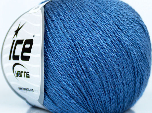 Lot of 6 Skeins Ice Yarns PURE SILK (100% Silk) Hand Knitting Yarn Jeans Blue