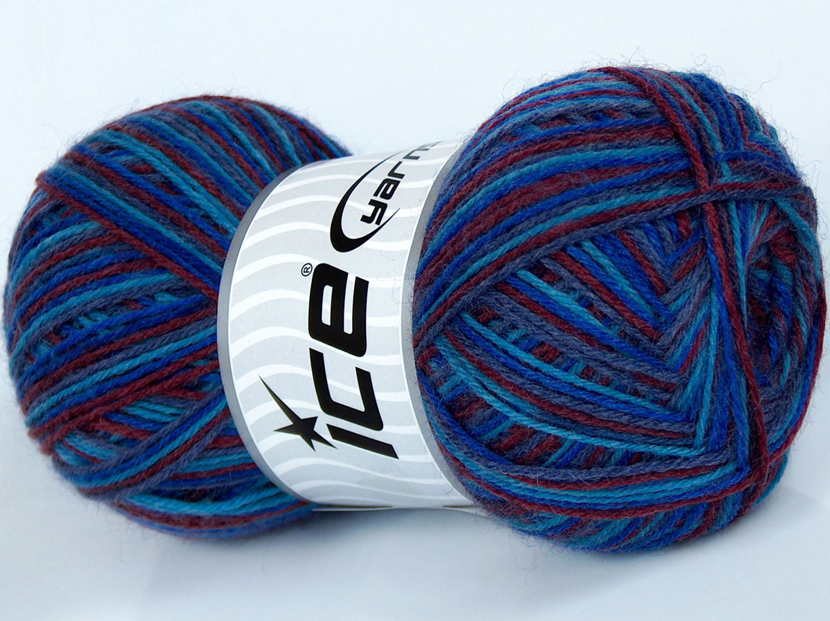 Lot of 4 x 100gr Skeins Ice Yarns COLORWAY SOCK (75% Superwash Wool) Yarn Blue Shades Copper