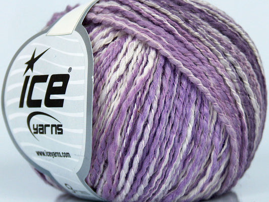 Lot of 4 Skeins Ice Yarns ELEGANT (36% Superwash Merino 18% Linen) Yarn Lilac Shades Cream