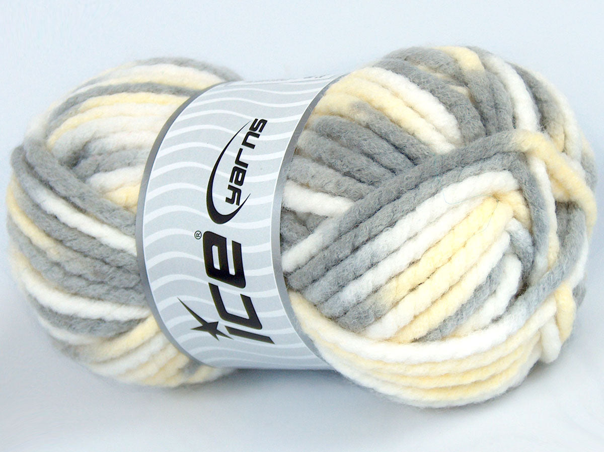 Lot of 4 x 100gr Skeins Ice Yarns SALE WINTER (50% Wool) Yarn Grey Yellow White