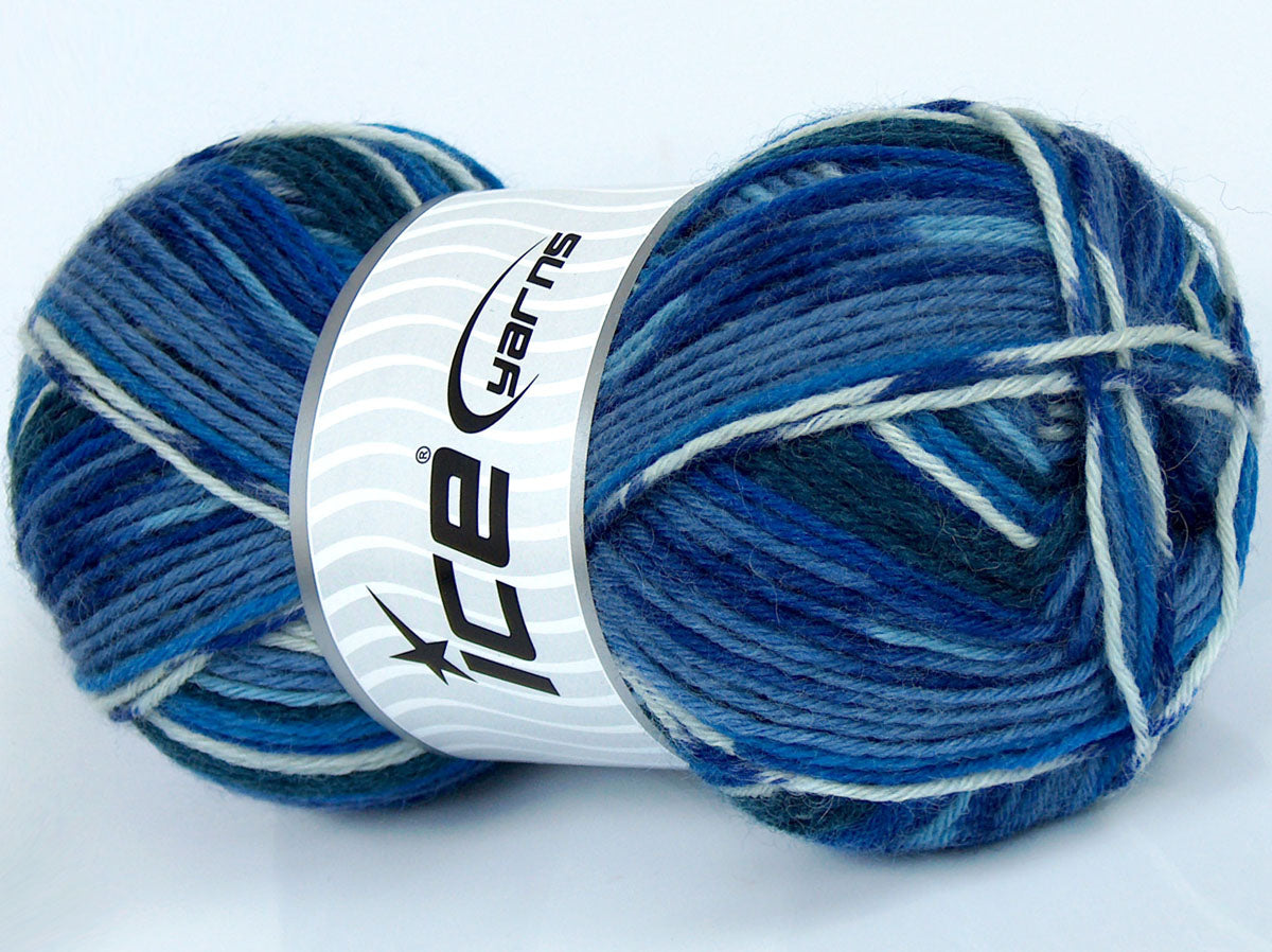 Lot of 4 x 100gr Skeins Ice Yarns SALE SOCK YARN (75% Superwash Wool) Yarn Blue Shades
