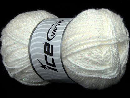 Lot of 4 x 85gr Skeins Ice Yarns SALE METALLIC Yarn White iridescent
