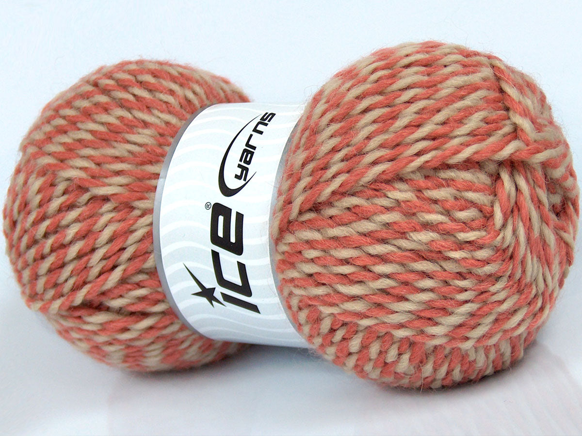 Lot of 4 x 100gr Skeins Ice Yarns JOINVILLE (10% Mohair 35% Wool) Yarn Salmon Beige