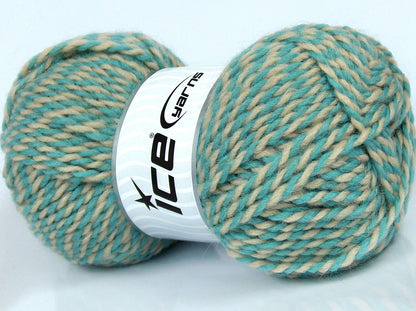 Lot of 4 x 100gr Skeins Ice Yarns JOINVILLE (10% Mohair 35% Wool) Yarn Turquoise Beige