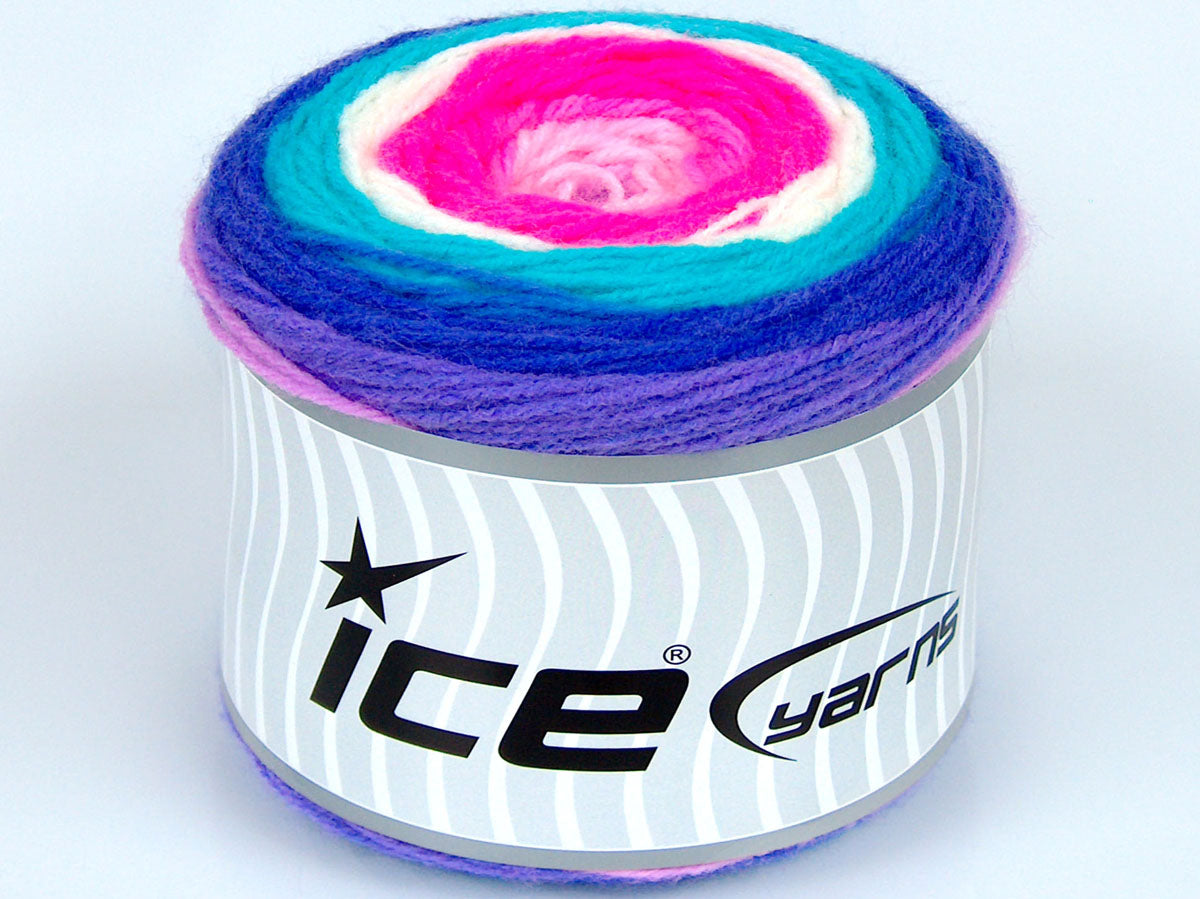 Lot of 2 x 150gr Skeins Ice Yarns SALE CAKES YARN Yarn Turquoise White Pink Shades Purple