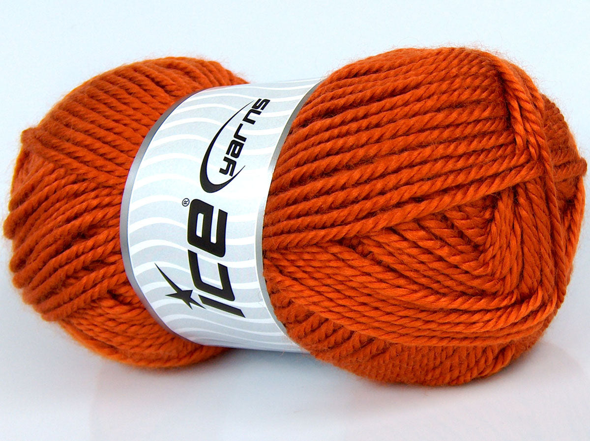 Lot of 3 x 100gr Skeins Ice Yarns SALE PLAIN Hand Knitting Yarn Dark Orange