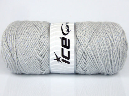 Lot of 3 x 115gr Skeins Ice Yarns SALE METALLIC Hand Knitting Yarn Light Grey