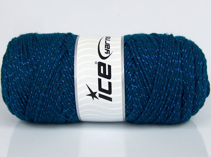 Lot of 3 x 135gr Skeins Ice Yarns SALE METALLIC Hand Knitting Yarn Teal