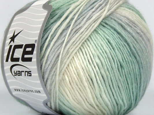 Lot of 2 x 100gr Skeins Ice Yarns SALE WINTER (10% Mohair 40% Wool) Yarn Light Grey Green Shades Cream