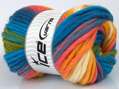 200 gr ICE YARNS SALE LUXURY-PREMIUM (100% Wool) Hand Knitting Yarn Rainbow