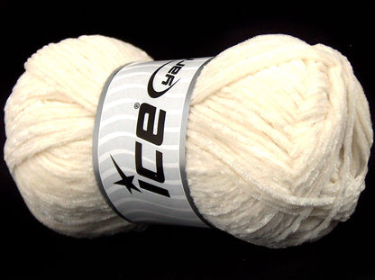 Lot of 8 Skeins Ice Yarns SALE CHENILLE (100% MicroFiber) Yarn Ecru