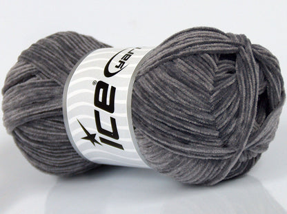 Lot of 8 Skeins Ice Yarns SALE CHENILLE (100% MicroFiber) Yarn Bright Grey