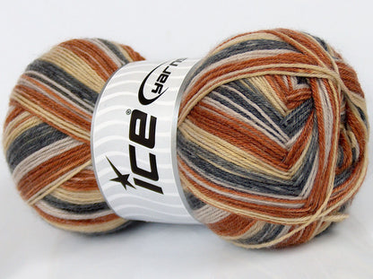 Lot of 4 x 100gr Skeins Ice Yarns SILK SOCK (10% Silk 35% Superwash Wool) Yarn Light Brown Light Yellow Anthracite Black