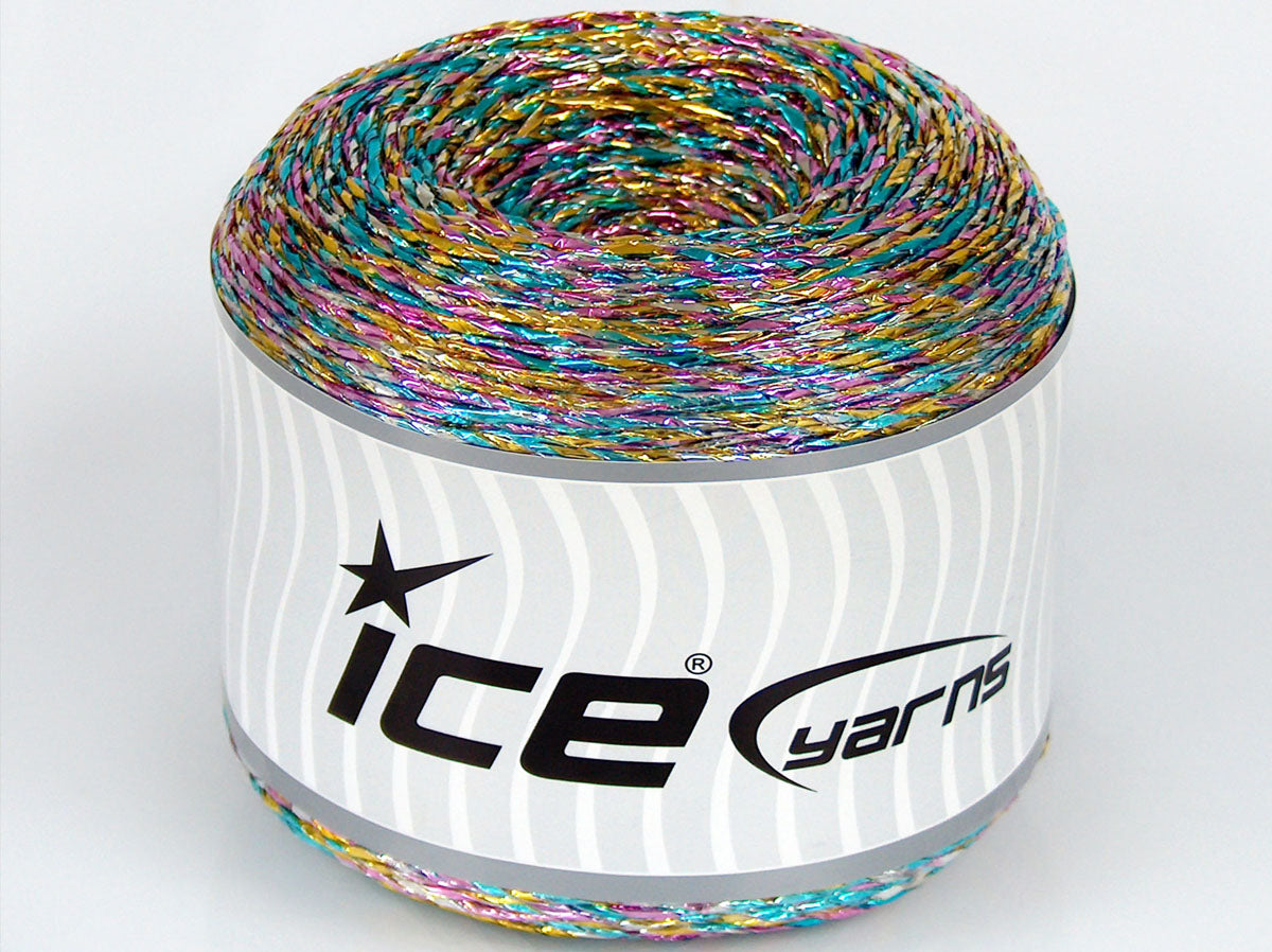 250 gr ICE YARNS CAKES METALLIC PAPER Yarn Turquoise Gold Silver Pink