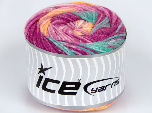 Lot of 2 x 150gr Skeins Ice Yarns CAKES NEMBY Yarn Pink Shades Yellow Orange