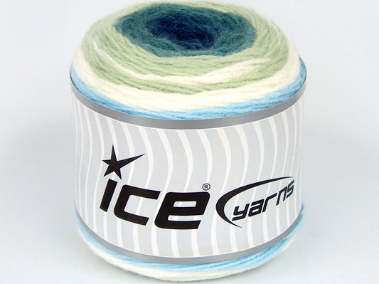 Lot of 2 x 130gr Skeins Ice Yarns SALE CAKES YARN Yarn Blue Shades Green Shades White