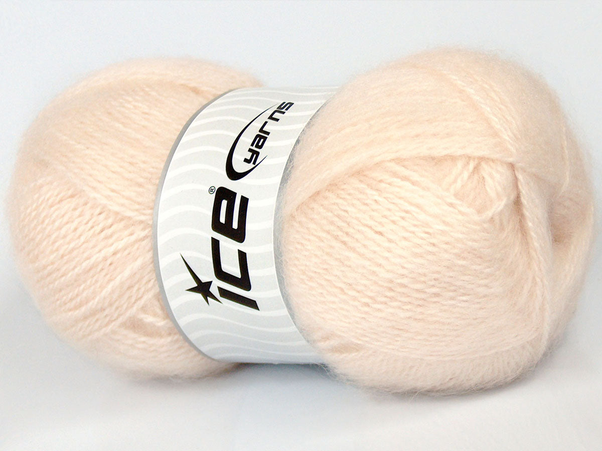 Lot of 4 x 85gr Skeins Ice Yarns SALE MOHAIR-WOOL BLEND (10% Mohair 15% Wool) Yarn Light Beige