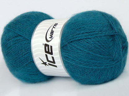 Lot of 4 x 85gr Skeins Ice Yarns SALE MOHAIR-WOOL BLEND (10% Mohair 15% Wool) Yarn Teal